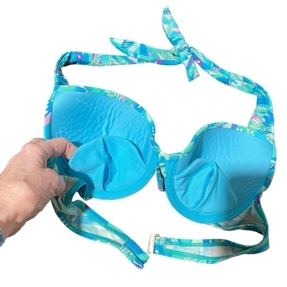 Aqua- Two piece Swimsuit- Padded Bra-Ruching on bottom - Size 10 - Turquoise - Picture 11 of 14